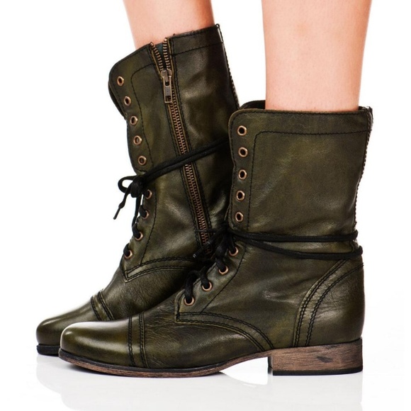 dark green combat boots